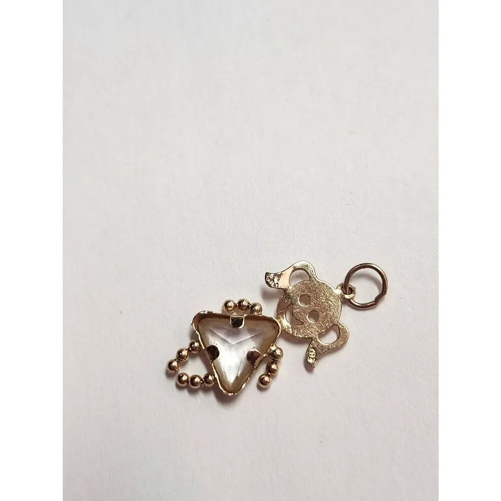 Vintage 14K Yellow Gold Little Girl Charm-Estate-Clear Stone